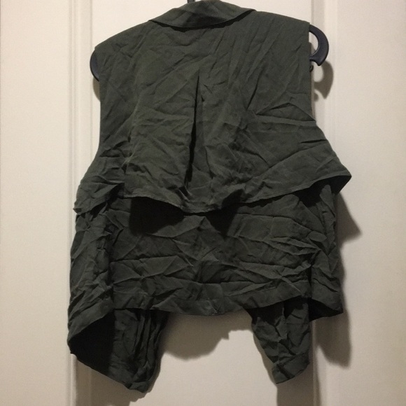 NWT Ava & Viv womens cargo vest cardigan collared 100%rayon size 1X olive - Picture 8 of 9